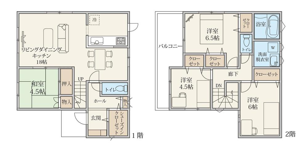 Building plan example (floor plan). Sandwiched until the elementary school 10m