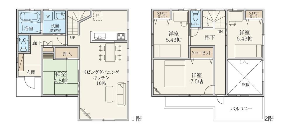 Building plan example (floor plan). Sandwiched until the elementary school 10m