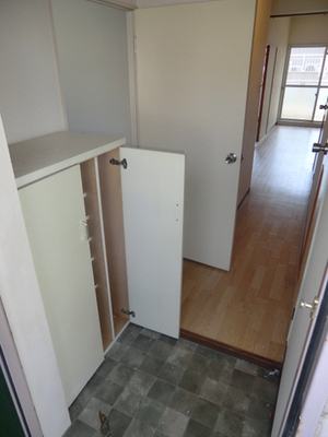 Entrance. With happy shoe box