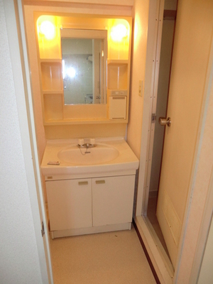 Washroom. Happy alone washbasin