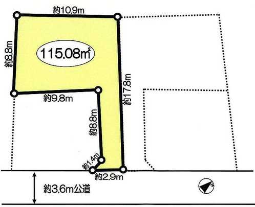 Compartment figure. Land price 13.5 million yen, Land area 115.08 sq m