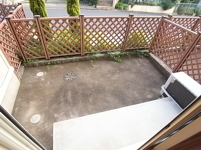 Garden. The first floor is a terrace.