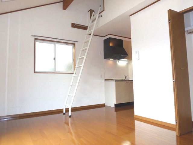 Living and room. The ceiling is high room with a loft. Floor is the flooring.