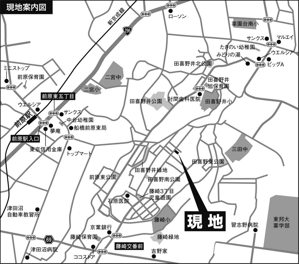 Local guide map. Please enter the "Funabashi City Takinoi 1-32" in the car navigation system