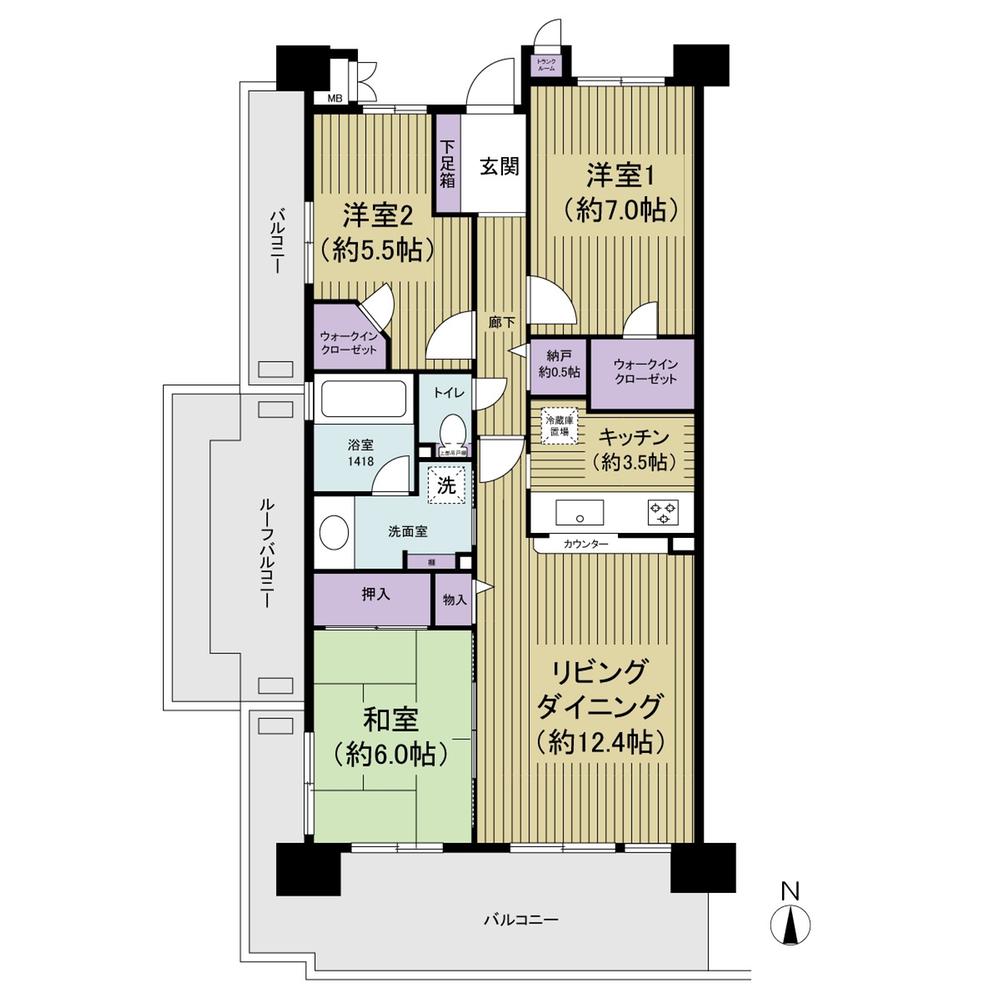 Floor plan. 3LDK + S (storeroom), Price 28,900,000 yen, Occupied area 77.93 sq m , Balcony area 21.9 sq m