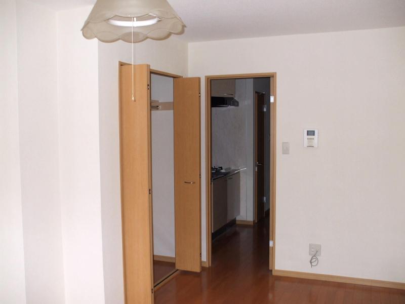 Living and room. Closet with is I am happy.