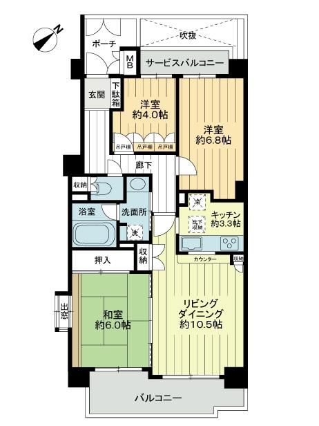 Floor plan. 3LDK, Price 17,900,000 yen, Occupied area 70.88 sq m , Balcony area 70.88 sq m very bright, Airy, This room.
