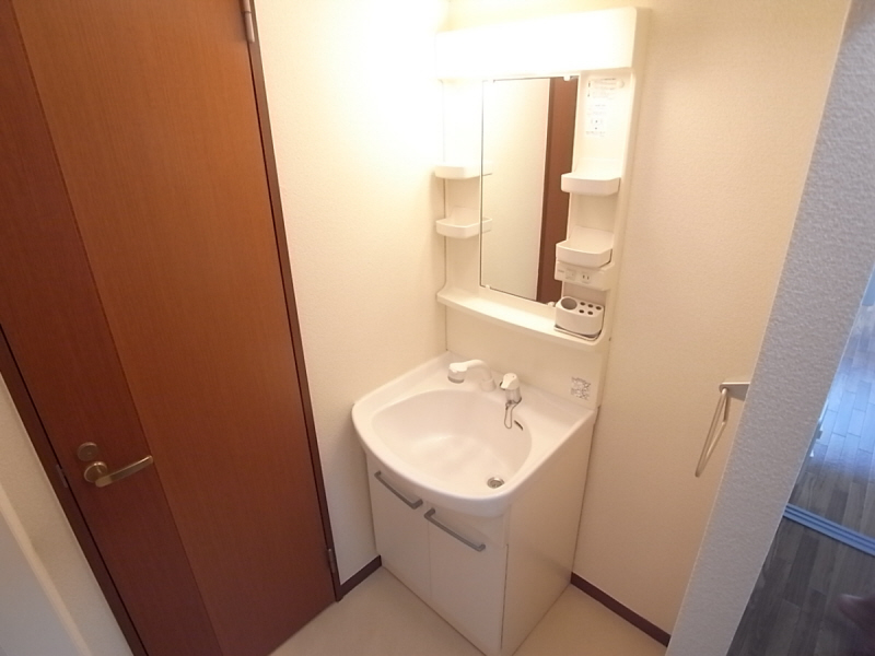 Washroom. Convenient shampoo dresser in a busy morning