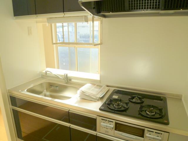 Kitchen. Gas stove 3-neck, With grill. Counter Kitchen.