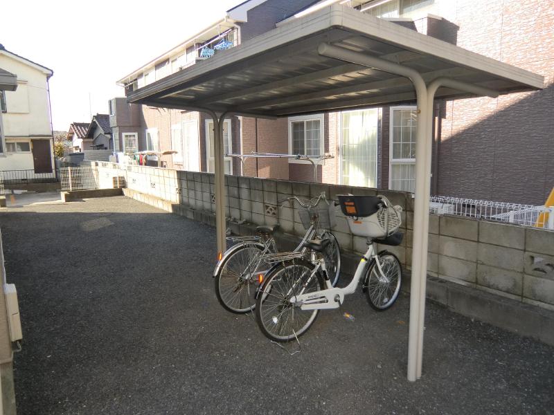 Other. Bicycle parking lot is equipped with roof