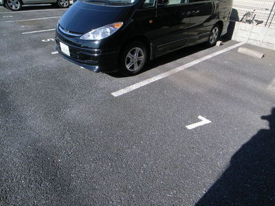 Parking lot. Parking is flat. Wagon is also OK