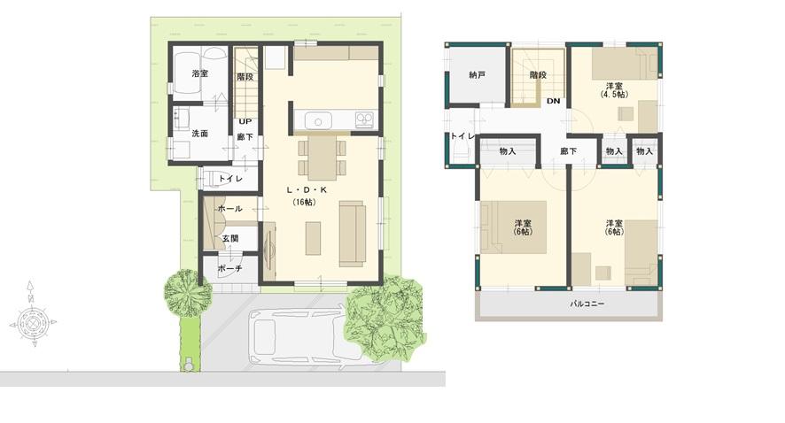 Compartment view + building plan example. Building plan example (Narashino 5-chome) 3LDK, Land price 13.5 million yen, Land area 83.92 sq m , Building price 18,430,000 yen, Building area 84.54 sq m