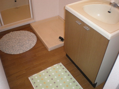 Washroom. Women also happy independence washstand!