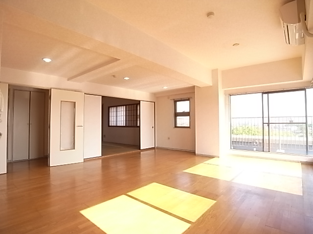 Living and room. Spacious living room, such as a condominium.