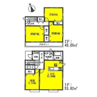 Building plan example (floor plan). Building plan example) building price 17,580,000 yen, Building area 96.88 sq m