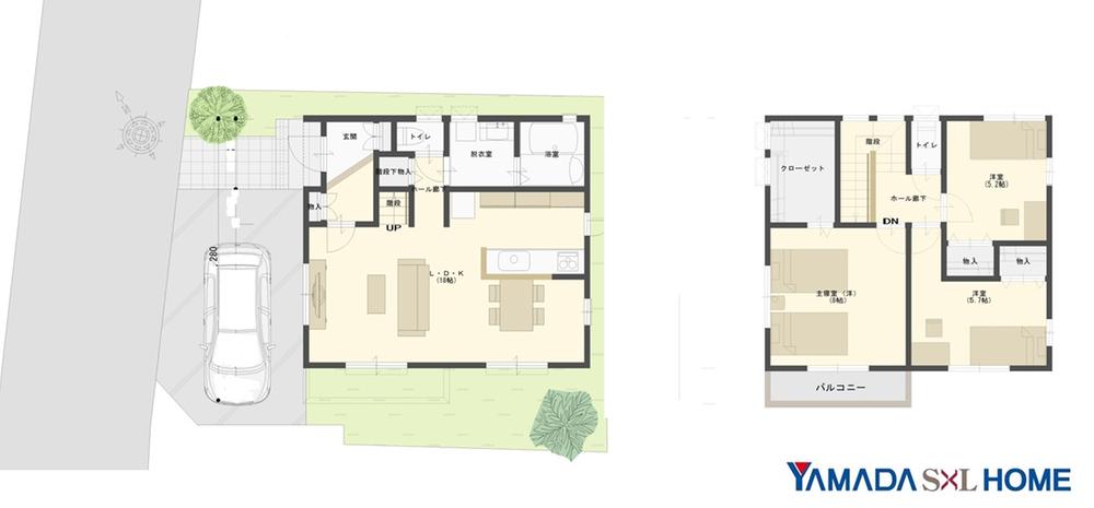 Other building plan example. Building plan example (B compartment) Building area 91.95 sq m , LDK will ensure the 18 Pledge, The second floor is the master bedroom of 8 pledge and 3 quires large closet