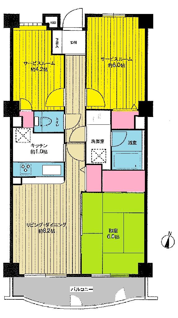 Floor plan. 3LDK, Price 12.8 million yen, Occupied area 60.75 sq m , Balcony area 7.28 sq m Floor
