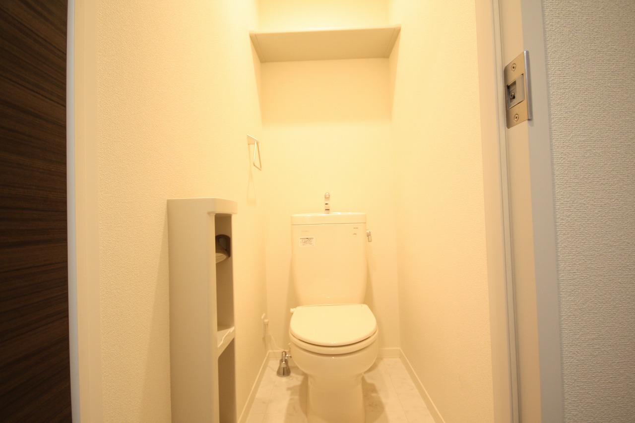 Toilet. The top shelf is Good