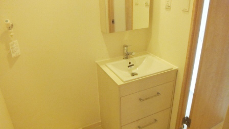 Washroom. Stylish independent wash basin