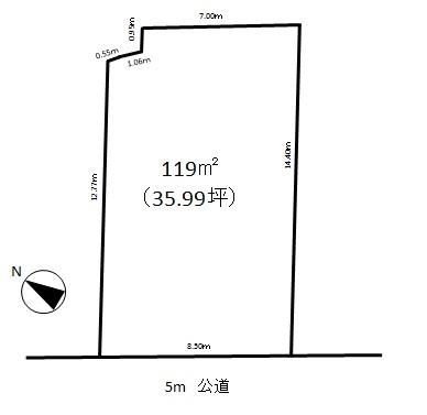 Compartment figure. Land price 10.8 million yen, Land area 119 sq m