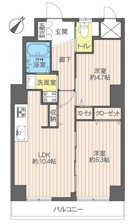 Floor plan. 2LDK, Price 12 million yen, Occupied area 51.82 sq m , Balcony area 5.8 sq m