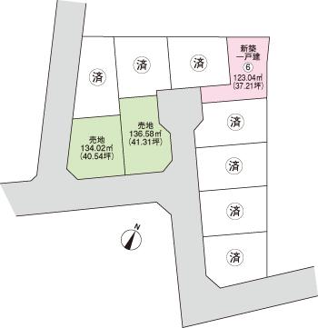 Compartment figure. Land price 22,800,000 yen, Land area 134.02 sq m of which is now in the remaining two-compartment. Building condition is not attached.