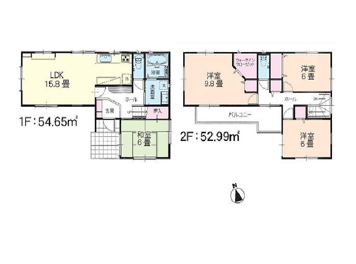 Building plan example (floor plan). Building plan example Building price 15.5 million yen, Building area 107.64 sq m