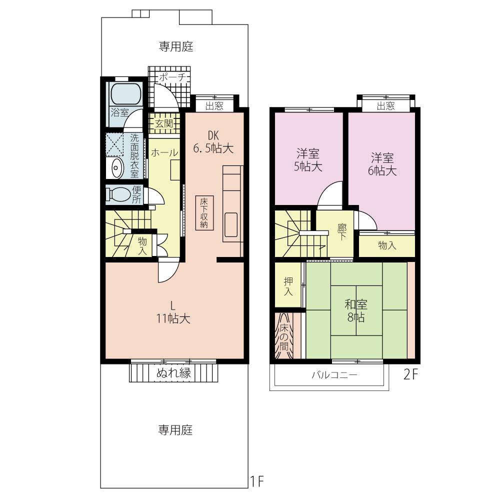 Floor plan. 3LDK, Price 8.9 million yen, Occupied area 91.17 sq m , Balcony area 3.9 sq m ◆ In the town house of the detached sense, It is spacious 3LDK private garden