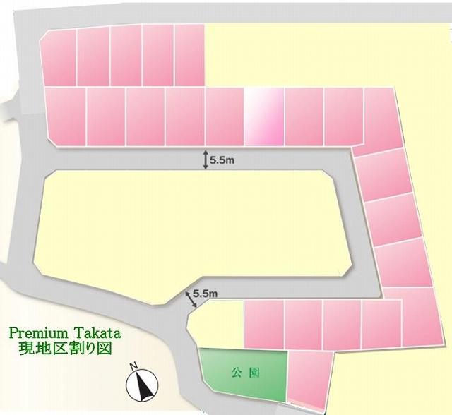 Compartment figure. Land price 7.8 million yen, Land area 100.08 sq m sectioning view. This 4 compartment sale. 