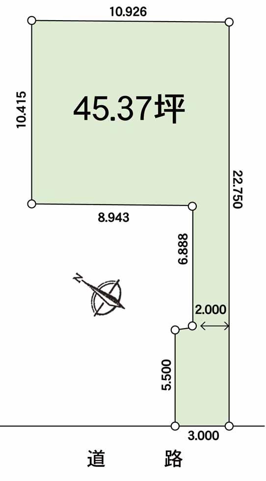 Compartment figure. Land price 9.8 million yen, Land area 150 sq m