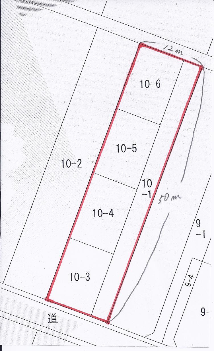 Compartment figure. Land price 17,900,000 yen, 12m contact road to the land area 601 sq m front 6m road, Depth 50m.