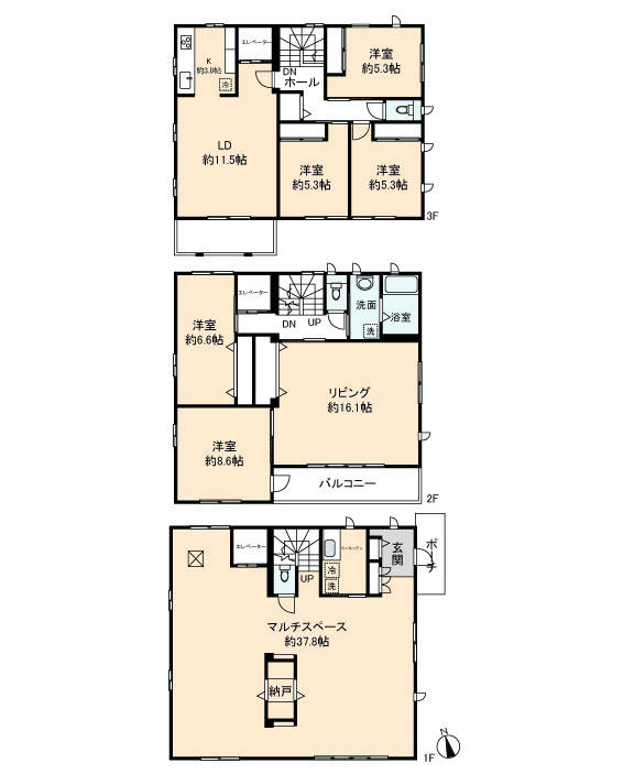 Floor plan. 58 million yen, 6LDK, Land area 141.68 sq m , Building area 222.52 sq m