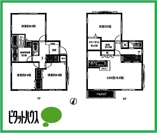 Floor plan. 21,800,000 yen, 4LDK, Land area 143.66 sq m , Building area 126.29 sq m