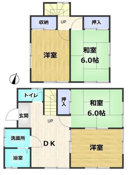 Floor plan. 24,300,000 yen, 4DK, Land area 134 sq m , Building area 68.72 sq m