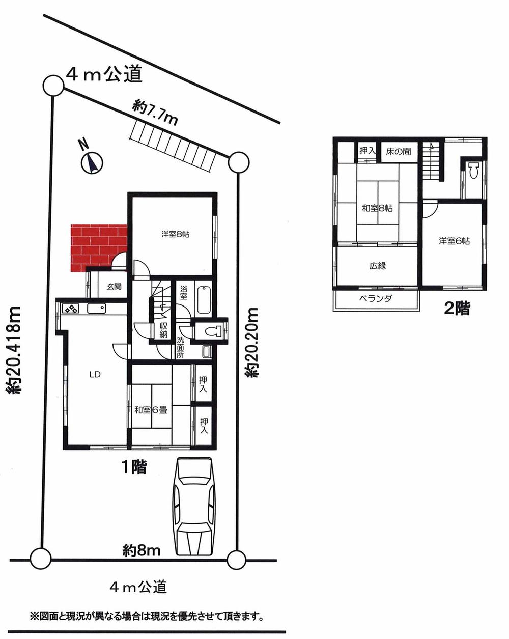 Floor plan. 19,800,000 yen, 4LDK, Land area 168 sq m , Building area 100.19 sq m