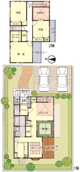 Building plan example (Perth ・ Introspection). Building plan example (No. 60 land) land area 165.06 sq m  ・ Building area 108.06 sq m    