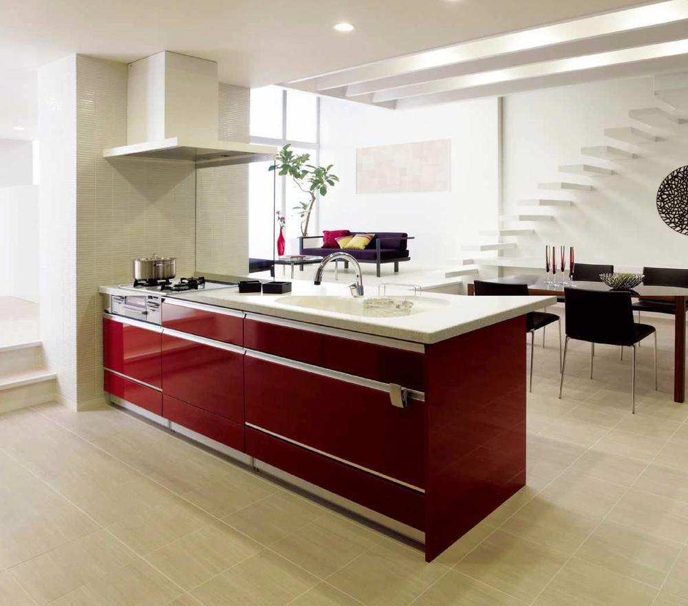 Building plan example (Perth ・ Introspection). Building plan example (kitchen) This specification also you can choose the standard! Dishwasher ・ Water purifier standard equipment, You can choose the height of the work top in three stages.