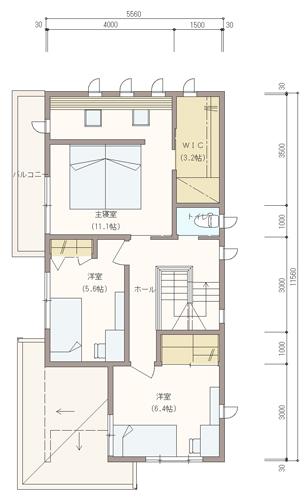 Building plan example (floor plan). (Plan Example) 2-floor plan view