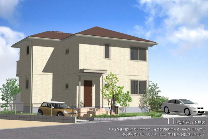 Rendering (appearance).  [No. 11 place] So we have drawn on the basis of the [Rendering] drawings, Rendering and the outer structure ・ Planting, such as might actually differ slightly from. Also, The car is not included in the price.