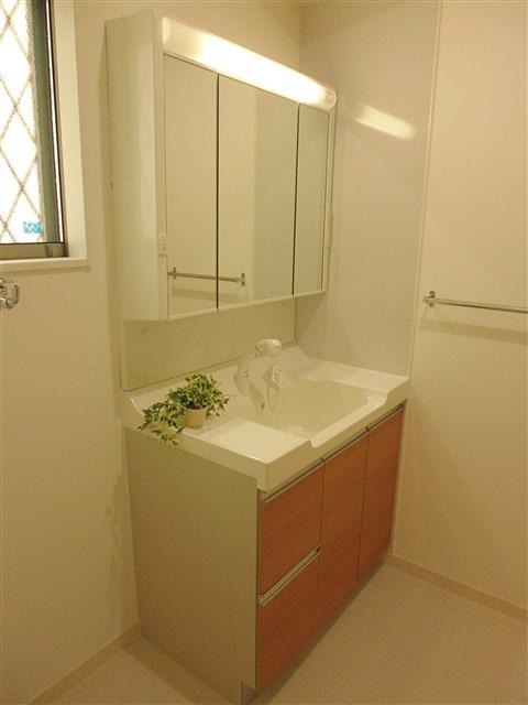 Wash basin, toilet. Three-sided vanity shower