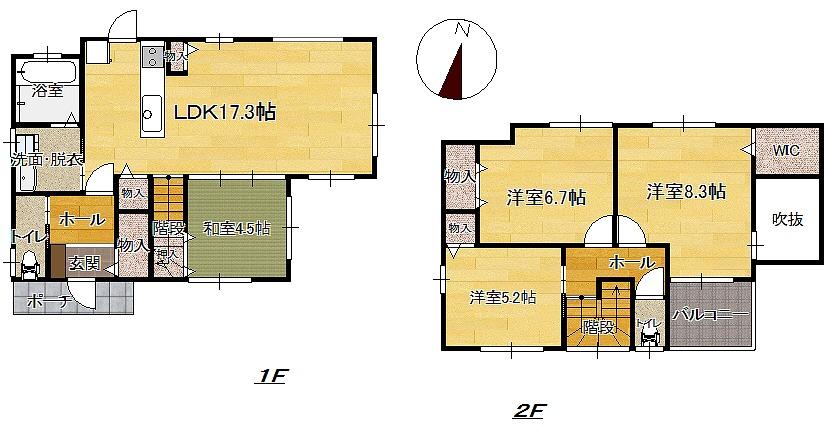 Floor plan. 20.8 million yen, 4LDK, Land area 178.89 sq m , Building area 100.11 sq m relatively popular is a high floor plan (^_^) / Living and Japanese-style room is a place that can be used To spacious to release a is usually Tsuzukiai, Has gained support from people of all ages! (^^)!