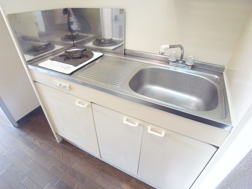 Kitchen. There is little space with a gas stove