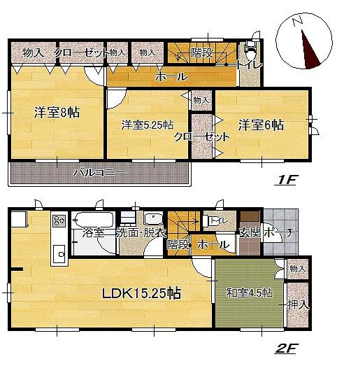Floor plan. 22,800,000 yen, 4LDK, Land area 148.98 sq m , Building area 94.76 sq m relatively popular is a high floor plan (^_^) / Living and Japanese-style room is a place that can be used To spacious to release a is usually Tsuzukiai, Has gained support from people of all ages! (^^)!