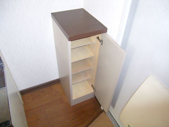 Entrance. With shoebox