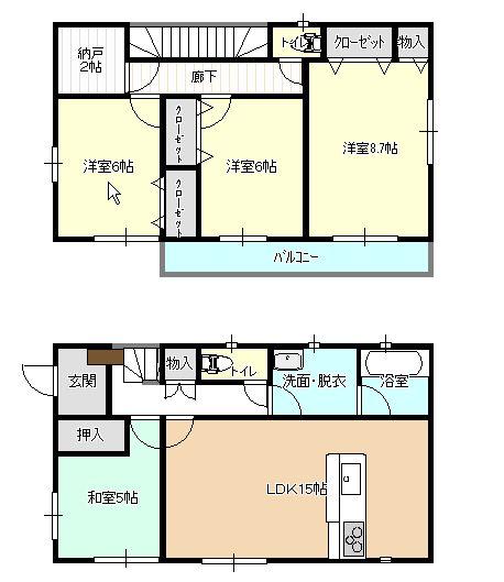 Floor plan. 25,800,000 yen, 4LDK, Land area 142.07 sq m , Building area 101.85 sq m photograph is the same type