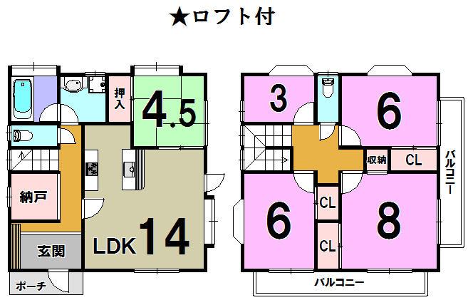Floor plan. 28.8 million yen, 5LDK+S, Land area 133 sq m , Building area 105.98 sq m