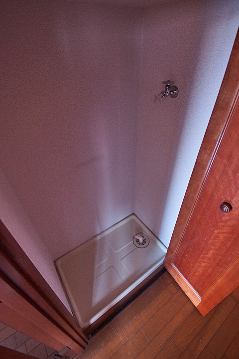 Washroom. Washing machine in the room