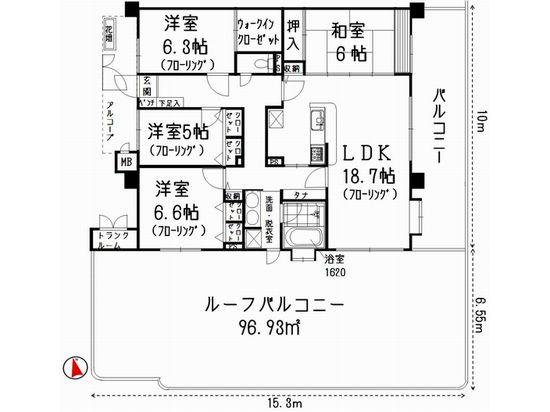 Floor plan. 4LDK, Price 53,800,000 yen, Footprint 106 sq m , Balcony area 19.25 sq m