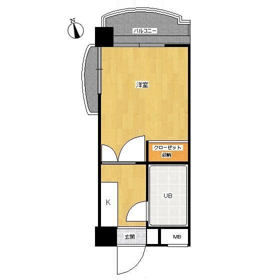 Floor plan. 1K, Price 2.55 million yen, Footprint 16.2 sq m