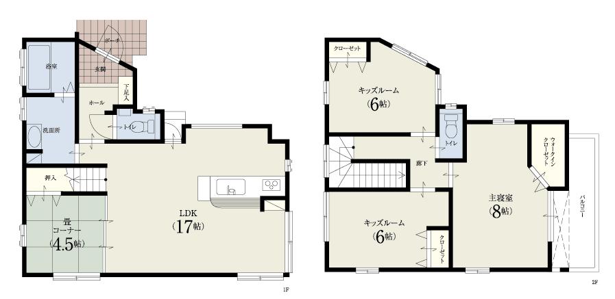 Building plan example (floor plan). Building plan example (No. 1 place) 4LDK, Land price 27,900,000 yen, Land area 97.1 sq m , Building price 16,900,000 yen, Building area 101 sq m